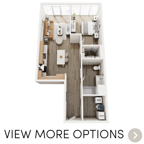 1 bedroom 1 bathroom floor plan at Lindsey Living | Apartments in Troy, MI